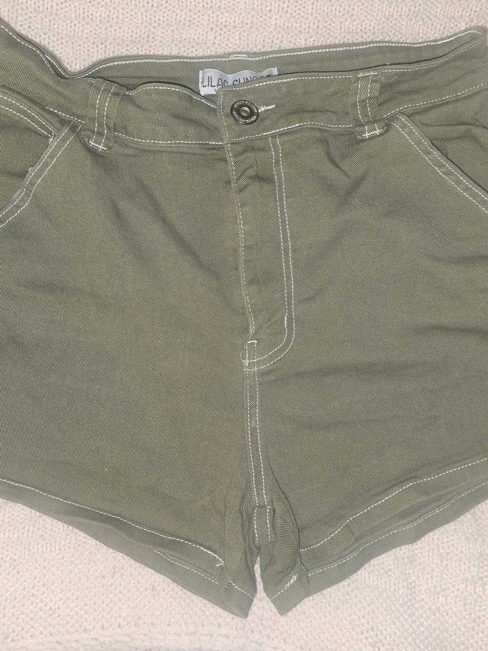 Lilac Sunset Girls Olive Green Denim Shorts Size 11/12 Cotton Blend
